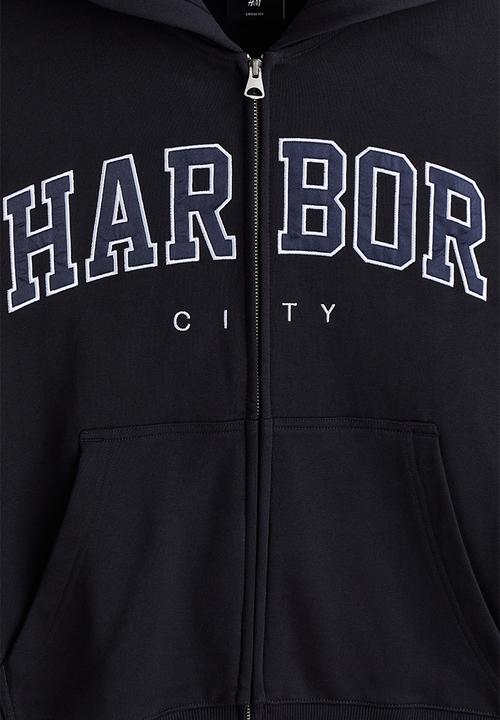 H&M - Loose fit zip-through hoodie - navy blue/harbor city