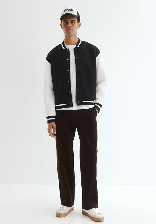 H&M - Loose fit baseball jacket - black/white