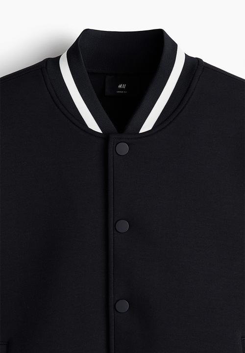 H&M - Loose fit baseball jacket - black/white