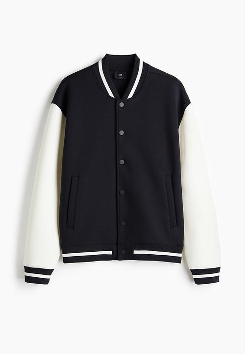 H&M - Loose fit baseball jacket - black/white