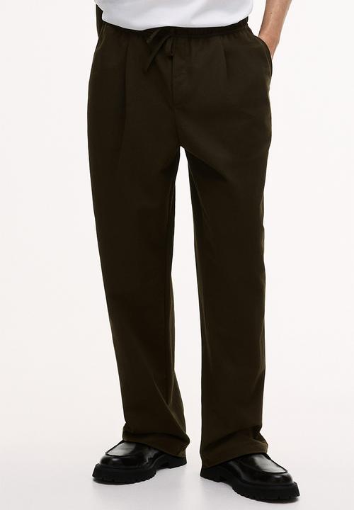 H&M - Relaxed fit trousers - dark khaki green