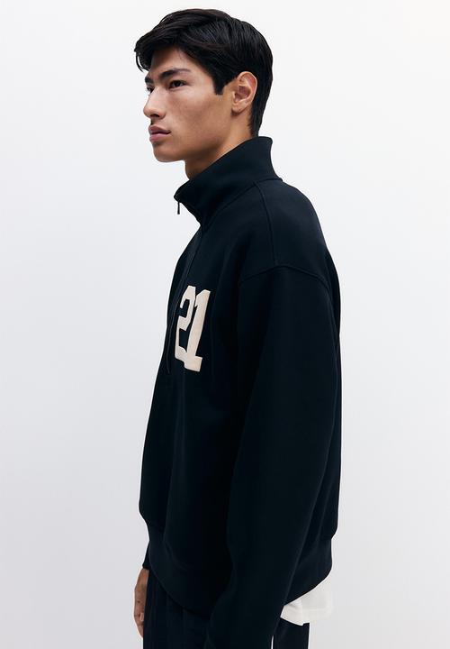 Loose fit zip-top sweatshirt - black/21 - 1315471001