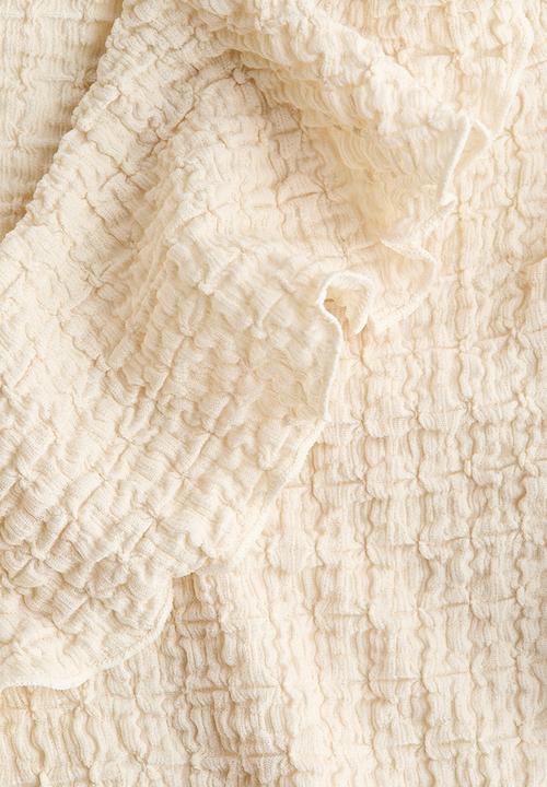 H&M - Frill-trimmed v-neck top - light beige
