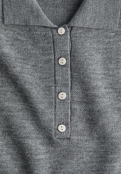 H&M - Shoulder-pad polo jumper - grey marl