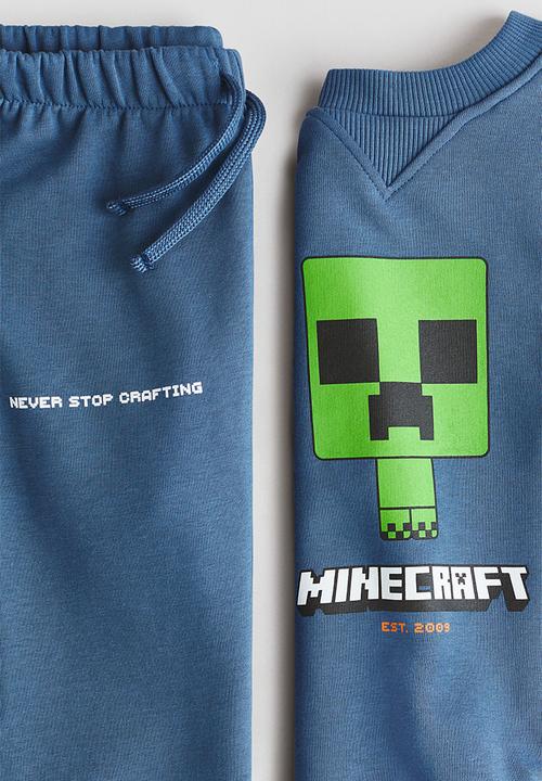 H&M - 2-piece printed sweatshirt set - blue/minecraft