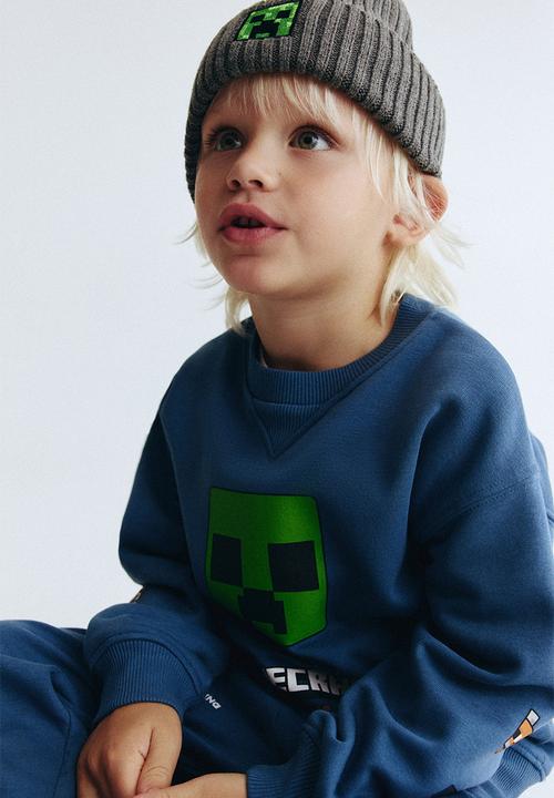 H&M - 2-piece printed sweatshirt set - blue/minecraft