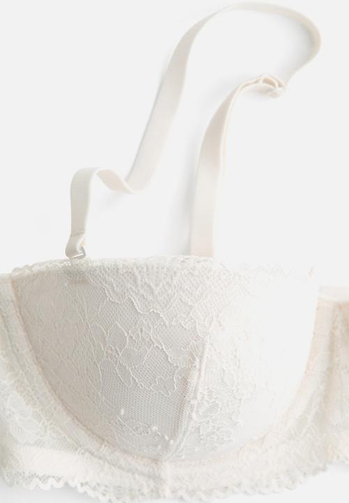 H&M - Padded lace balconette bra - white