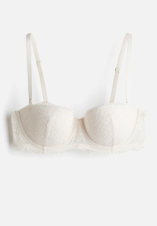 Padded lace balconette bra - white - 1334207001