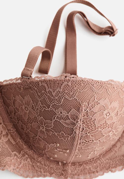H&M - Padded lace balconette bra - light brown