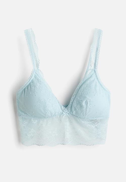 H&M - Padded lace bralette - light turquoise