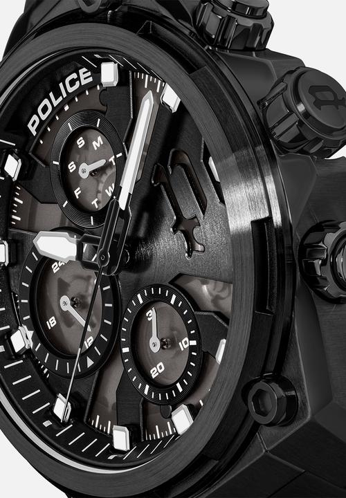 Police - IP Case Bl Dial teel Bracelet Strap - Black