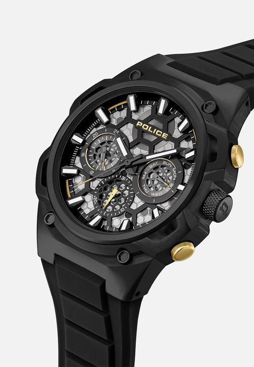 Police - IP Case Bl Dial IP Rubber Strap - Black