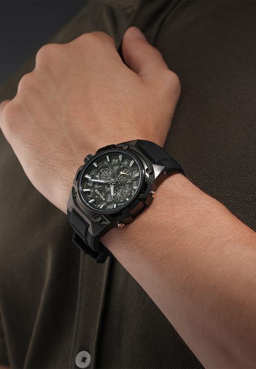 Police - IP Case Bl Dial IP Rubber Strap - Black