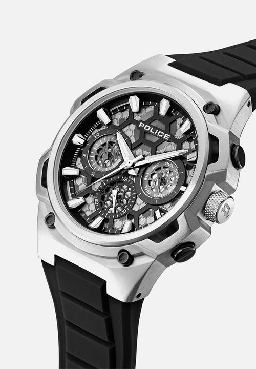 Police - Steel Case Blk and Silver Dial Rubber Strap - Silver/Black