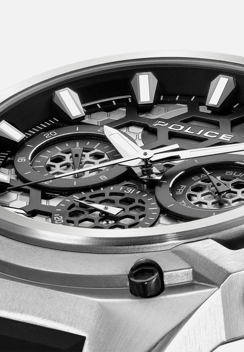 Police - Steel Case Blk and Silver Dial Rubber Strap - Silver/Black