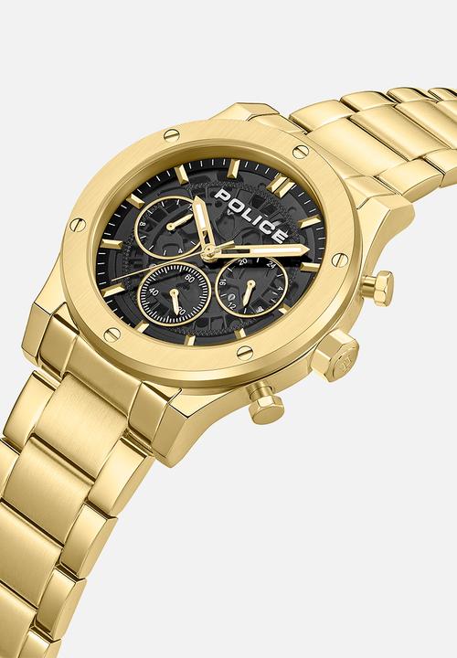 Police - IP Black Dial IPG Bracelet Strap - Gold/Black
