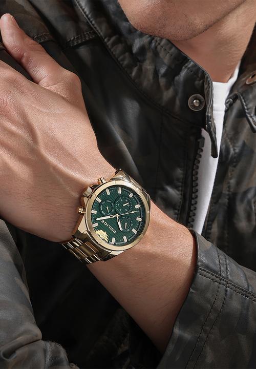 Police - IP Case Green Dial Bracelet Strap - Gold