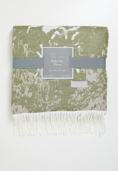 Haven & Earth  - Bella vita Floral Throw - Hunter/Cobblestone