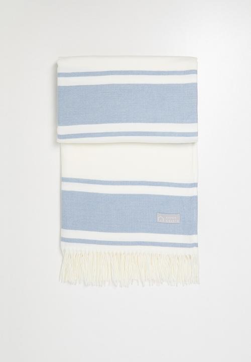 Haven & Earth  - Melody Stripe Throw Overcast - Sky/Natural