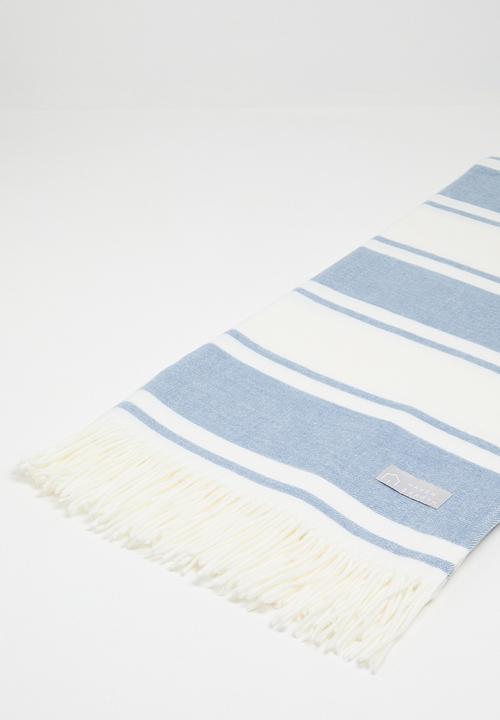 Haven & Earth  - Melody Stripe Throw Overcast - Sky/Natural