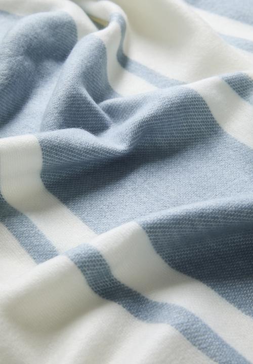 Haven & Earth  - Melody Stripe Throw Overcast - Sky/Natural