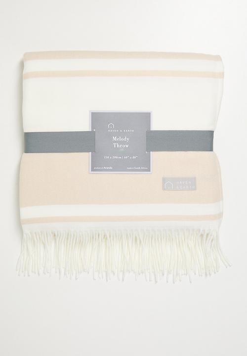 Haven & Earth  - Melody Stripe Throw - Bone/Natural