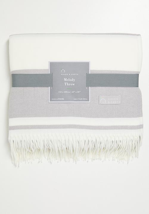 Haven & Earth  - Melody Stripe Throw - Wild Dove/Natural