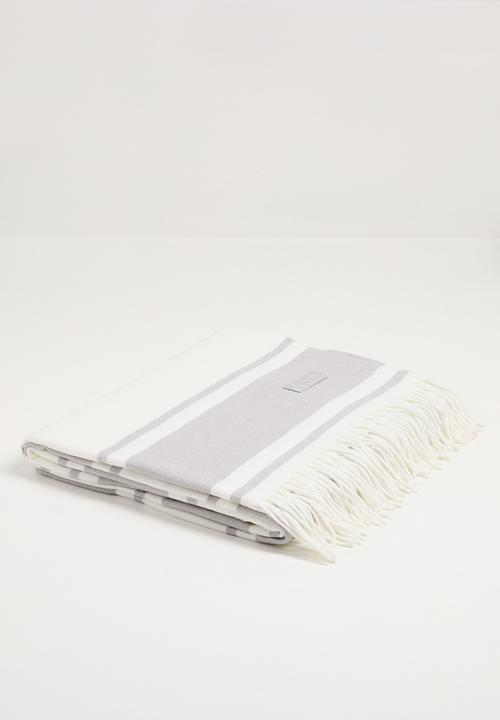 Haven & Earth  - Melody Stripe Throw - Wild Dove/Natural