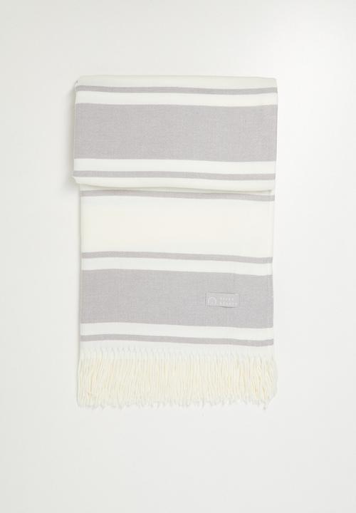 Haven & Earth  - Melody Stripe Throw - Wild Dove/Natural