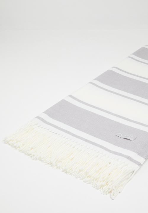 Haven & Earth  - Melody Stripe Throw - Wild Dove/Natural