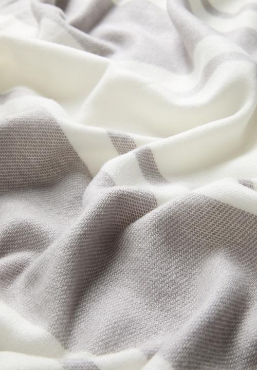 Haven & Earth  - Melody Stripe Throw - Wild Dove/Natural