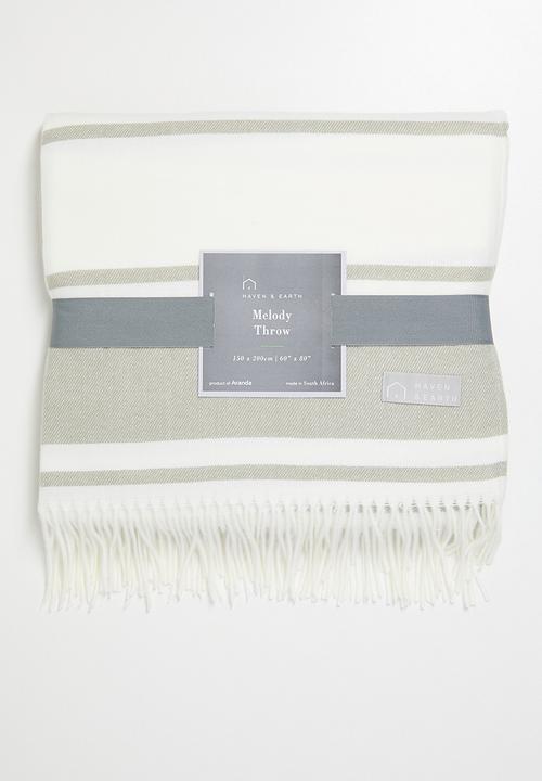 Haven & Earth  - Melody Stripe Throw - Olive/Natural