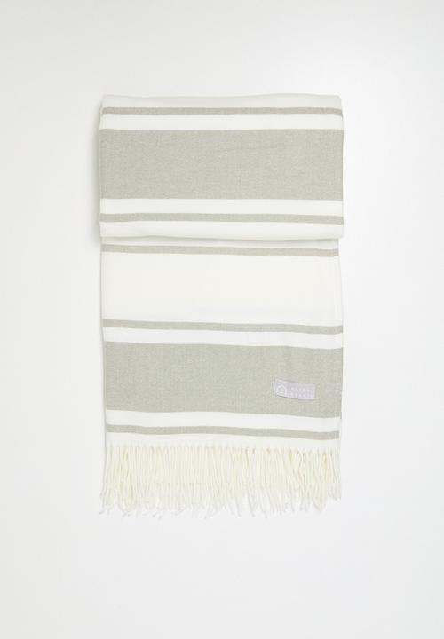 Haven & Earth  - Melody Stripe Throw - Olive/Natural