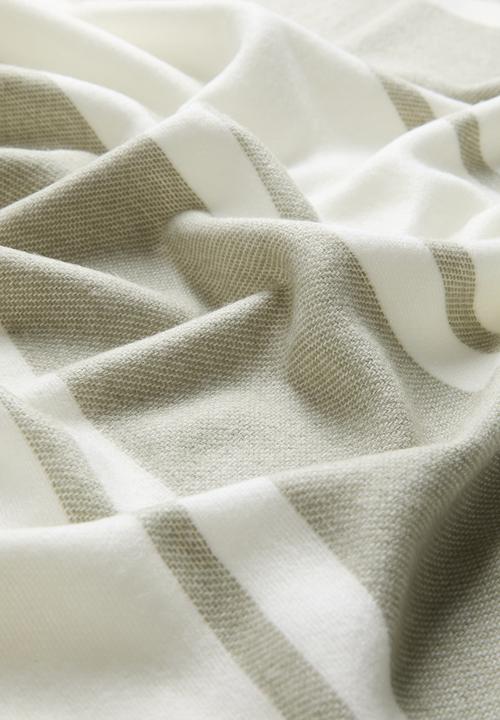 Haven & Earth  - Melody Stripe Throw - Olive/Natural