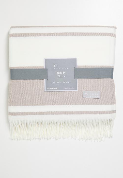 Haven & Earth  - Melody Stripe Throw - Cobblestone/Natural