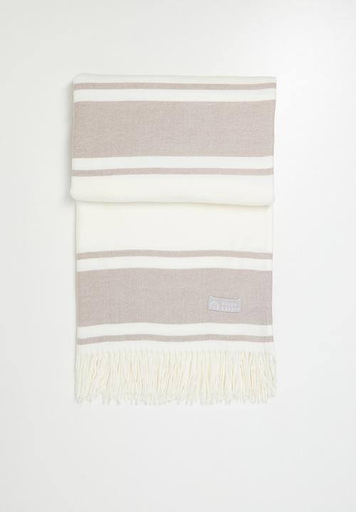 Haven & Earth  - Melody Stripe Throw - Cobblestone/Natural