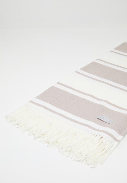 Haven & Earth  - Melody Stripe Throw - Cobblestone/Natural