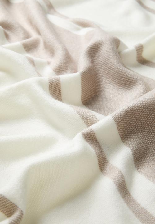 Haven & Earth  - Melody Stripe Throw - Cobblestone/Natural