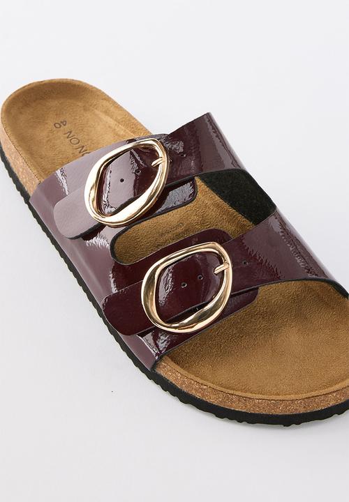 Cotton On - Rex double buckle slide - burgundy/molten/gold