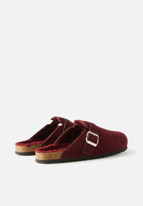 Cotton On - Rexrex buckle mule - burgundy cosy