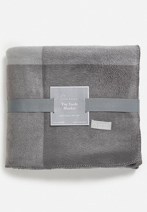 Haven & Earth  - Top Suede Bed Throw - Iron/Wild Dove