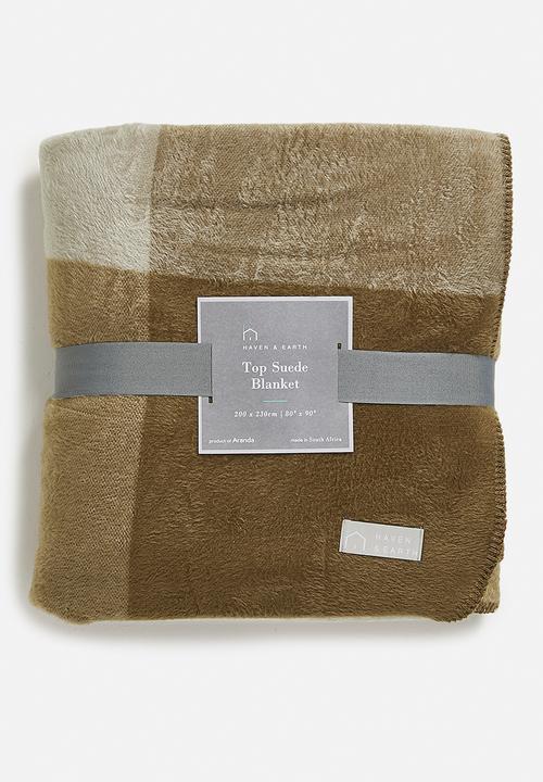 Haven & Earth  - Top Suede Bed Throw - Coffee/Cobblestone