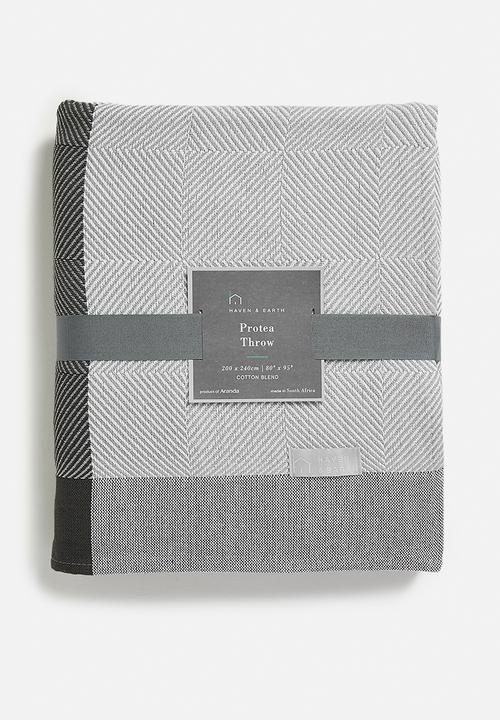 Haven & Earth  - Protea Bed Throw - Steel/Wild Dove
