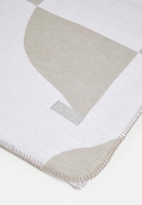 Haven & Earth  - Amanda Cotton Bed Throw - Cobblestone/White
