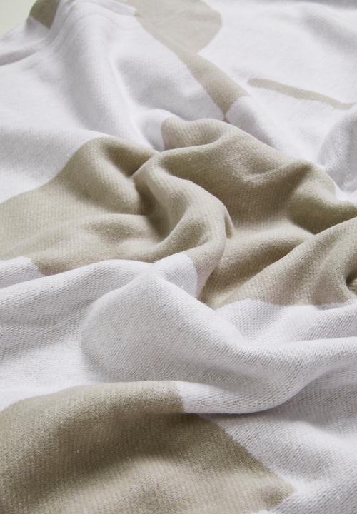 Haven & Earth  - Amanda Cotton Bed Throw - Cobblestone/White