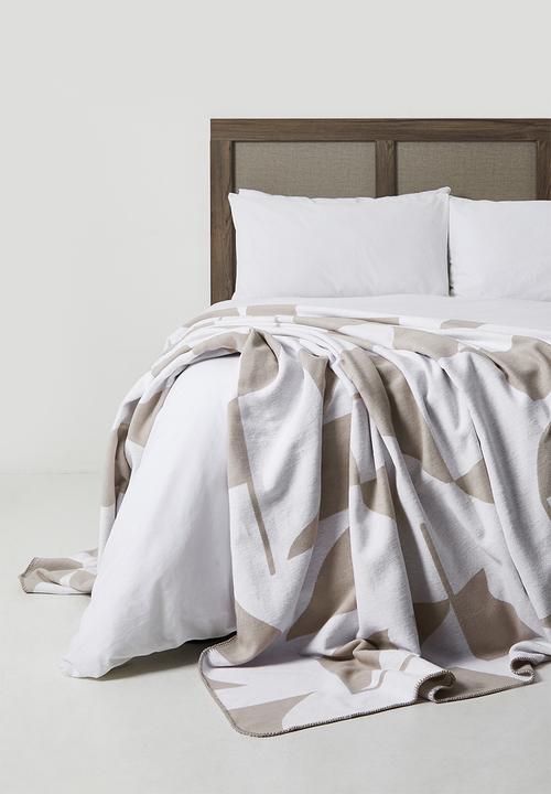 Amanda Cotton Bed Throw - Cobblestone/White