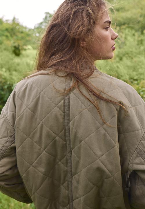 H&M - Quilted bomber jacket - khaki green