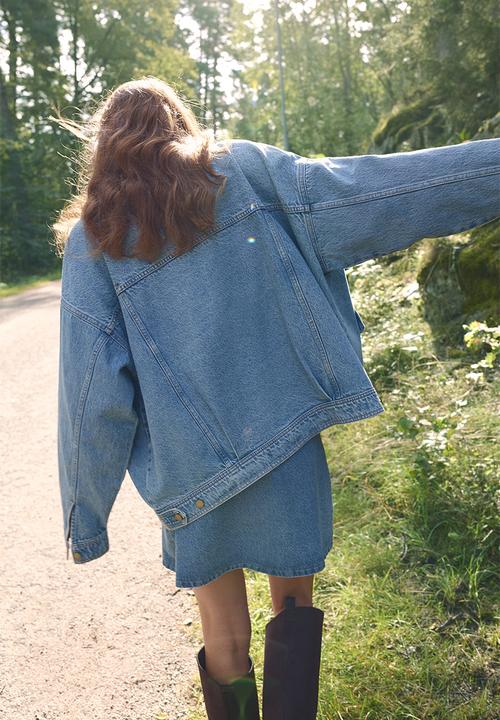 Oversized denim jacket - denim blue - 1303415001