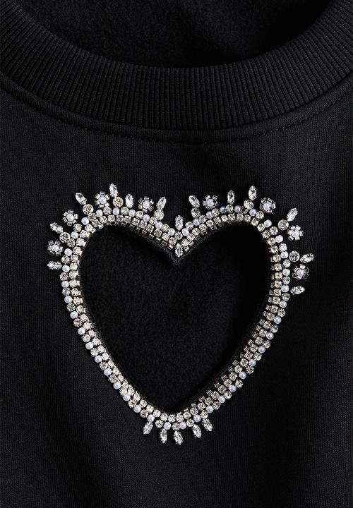 H&M - Embellished sweatshirt - black/heart