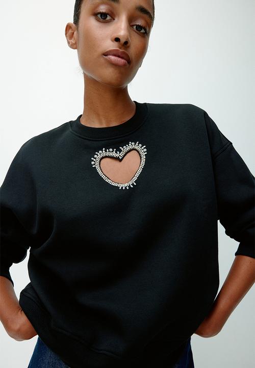 H&M - Embellished sweatshirt - black/heart